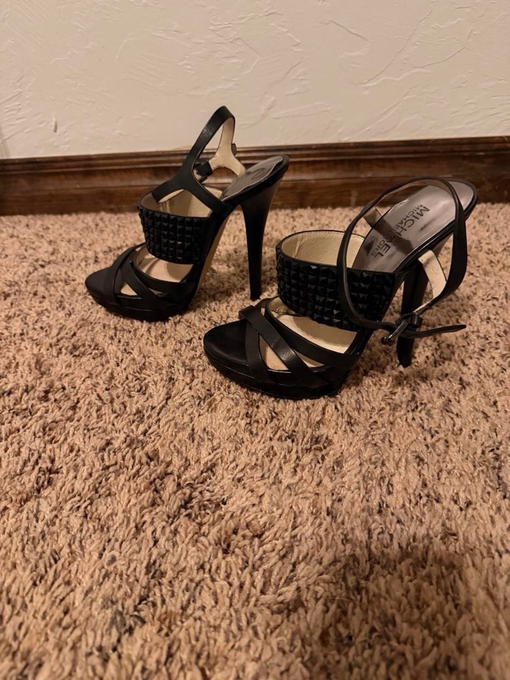 Michael Kors Arabella Black Studded High Heel Sandals